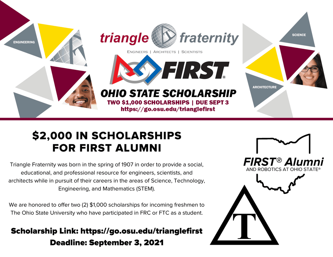 Ohio State Triangle FIRST Scholarship (Incoming Freshmen)